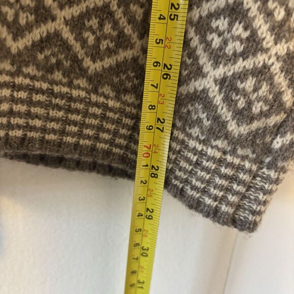 Talbots Small Nordic Fair Isle 100% Wool Button Down Cardigan/Sweater Beige/Tan - Picture 10 of 12